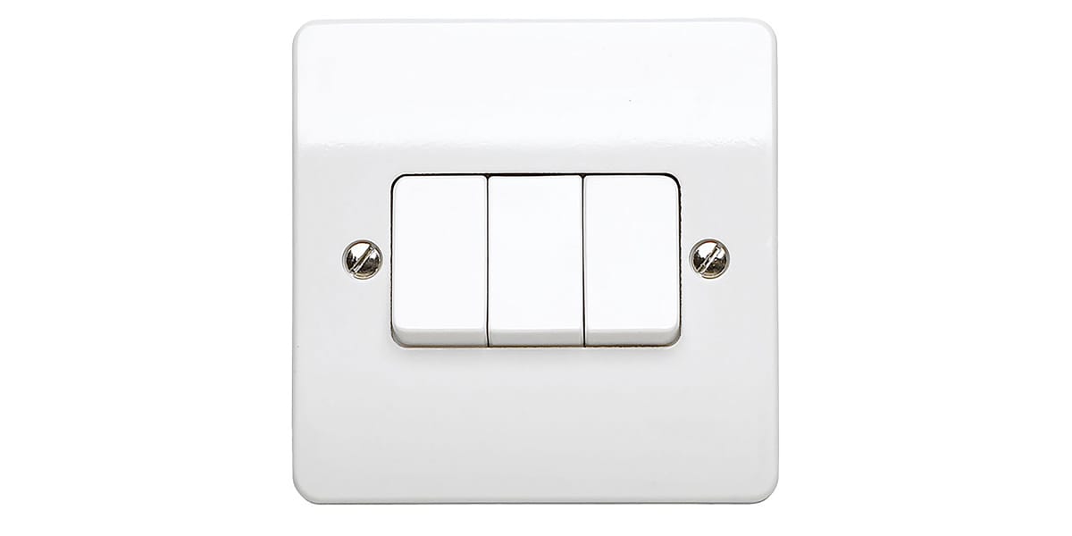 Product image for 10A SWITCH 3 GANG 2 WAY WHITE LOGIC PLUS