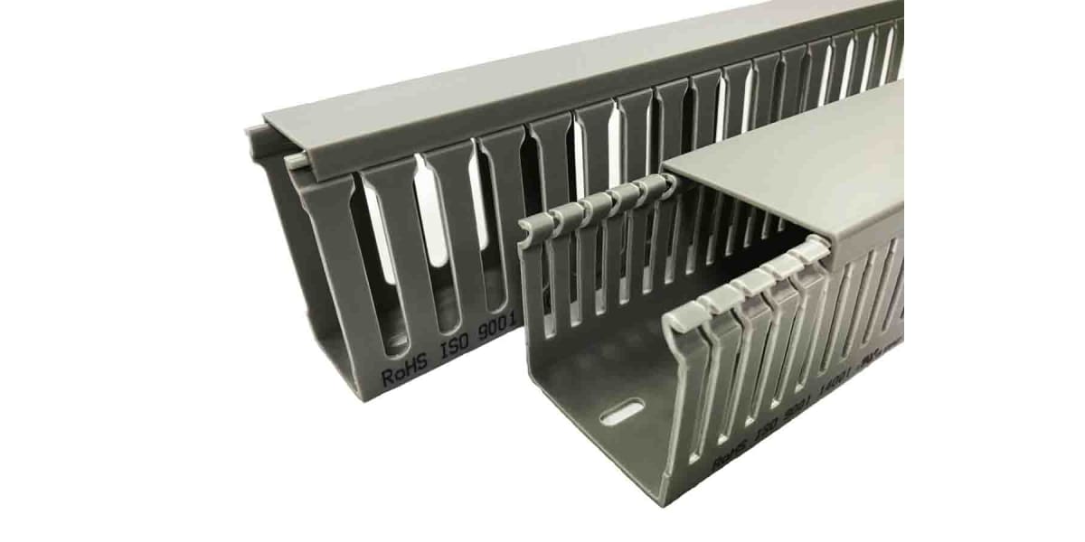 Product image for Grey PVC open slot trunking,45x25mm 2m L