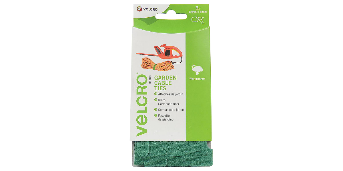 Product image for 6 GREEN VELCRO ADJ CABLE TIES,12MMX38CM