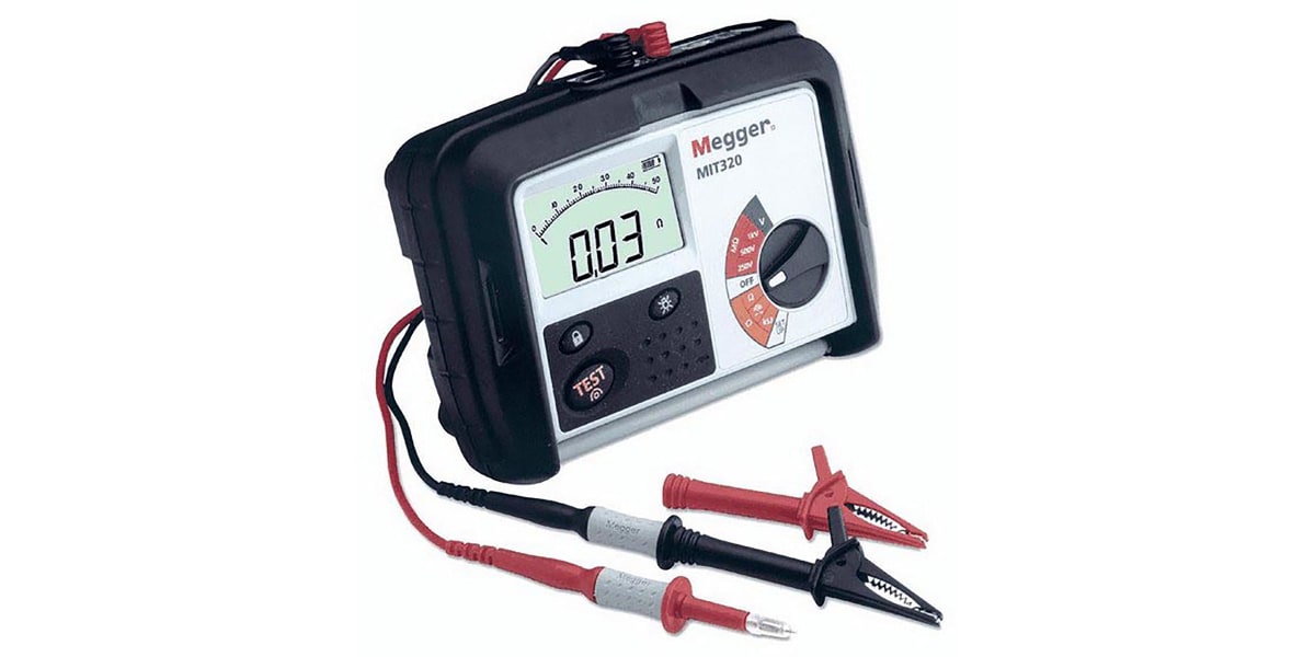 Product image for Megger MIT320, Insulation & Continuity Tester, 1000V dc, 999MΩ, CAT III 600V