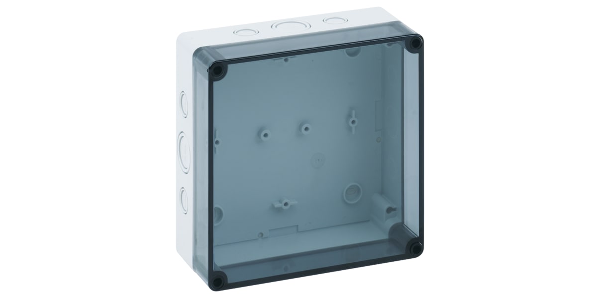 Product image for IP66 BOX WITH CLEAR LID &KO,182X180X84MM