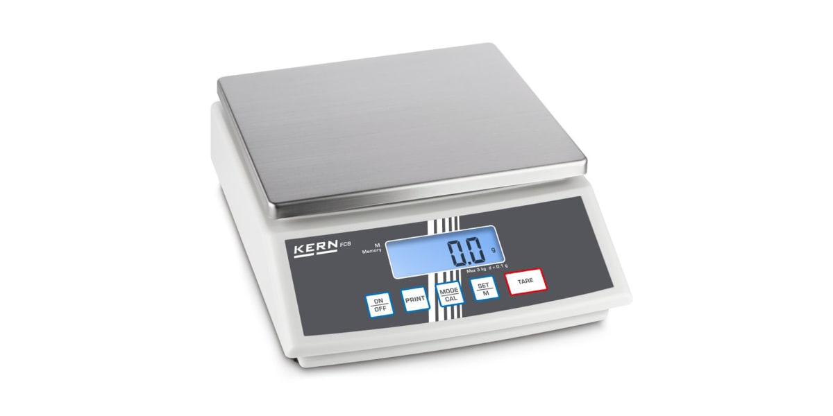 Product image for Kern Weighing Scale, 3kg Weight Capacity Type B - North American 3-pin, Type C - European Plug, Type G - British 3-pin