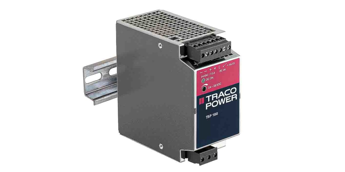 Product image for DIN Rail PSU, 24Vdc, 7.5A, 180W