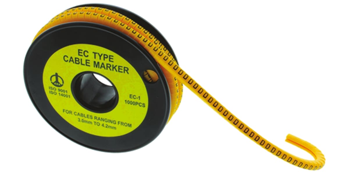 Product image for Slide On PVC Yellow Cable Marker 9