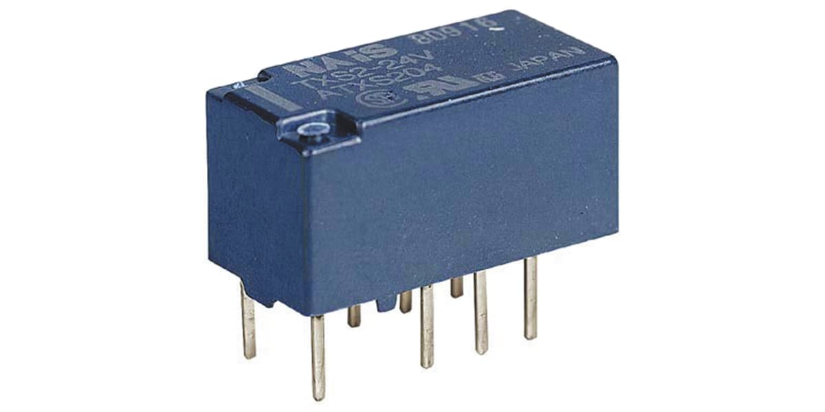 Product image for Relay,DPDT-NO/NC,1A,Ctrl-V 24DC,PCB Mnt