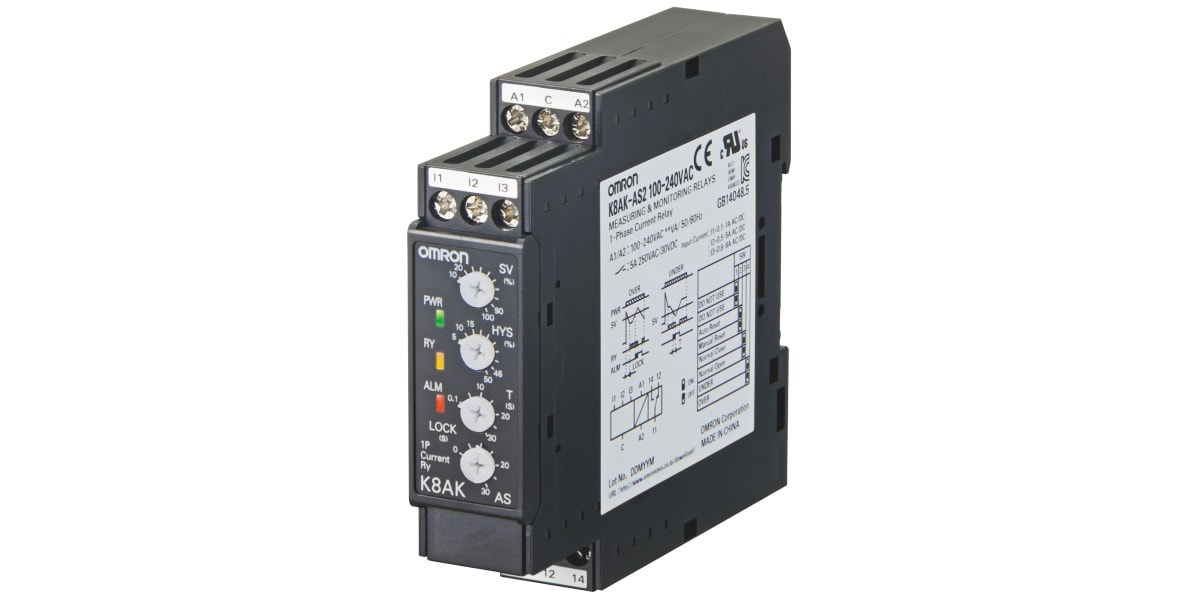 Product image for Monitoring relay 22.5mm 2 to 500mA SPDT