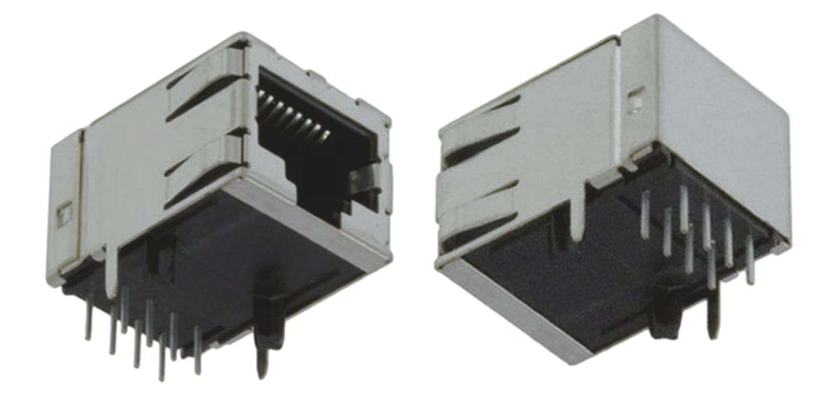 Product image for Cat 5 RJ45 shielded R/A PCB modular jack