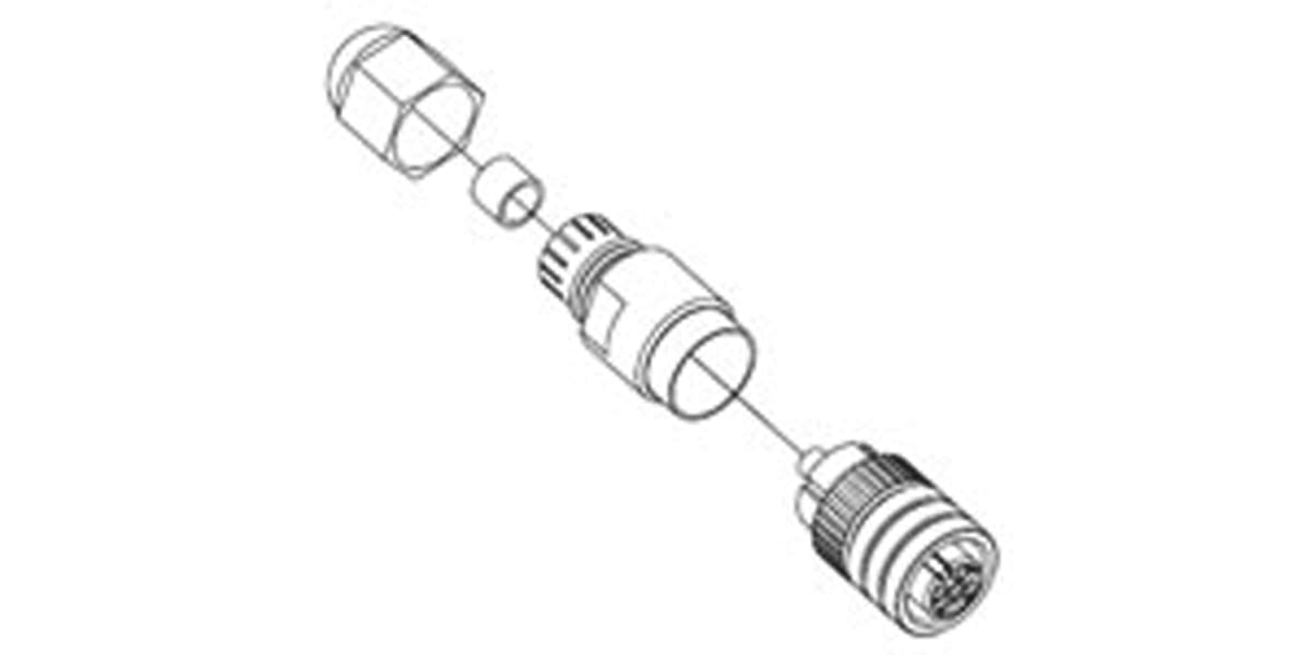 Product image for M12 IN LINE CONNECTOR,4WAY,SOCKETS PG7.