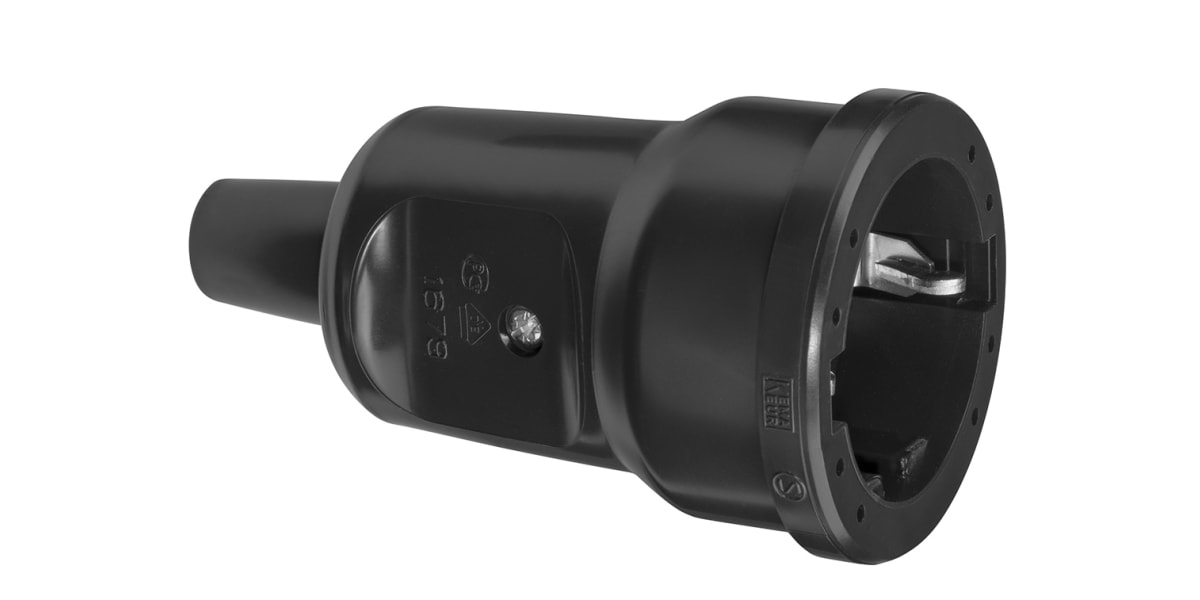 Product image for SCHUKO INLINE SOCKET PVC BLACK 16A