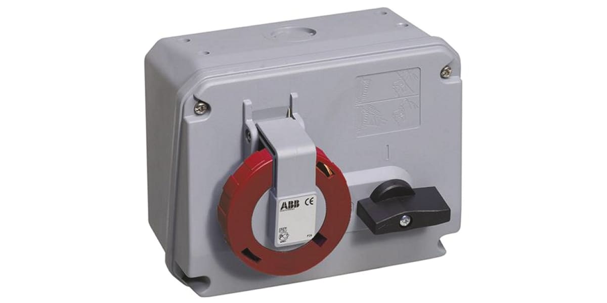 Product image for ABB Horizontal Switchable IP67 Industrial Interlock Socket 3P+N+E, 64A, 346 → 415 V