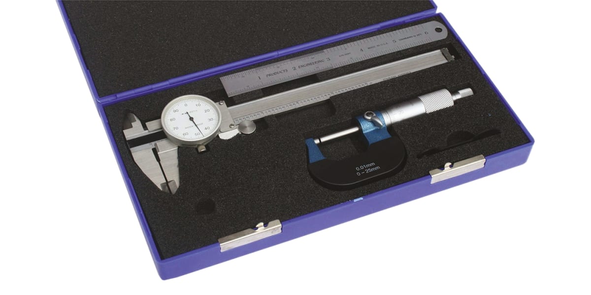 Product image for Dial Caliper, Micrometer & Rule Set