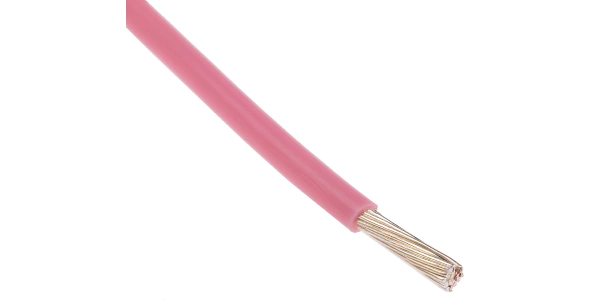 RS PRO Pink 0.08 mm² PTFE Equipment Wire, 28 AWG, 7/0.12 mm, 100m