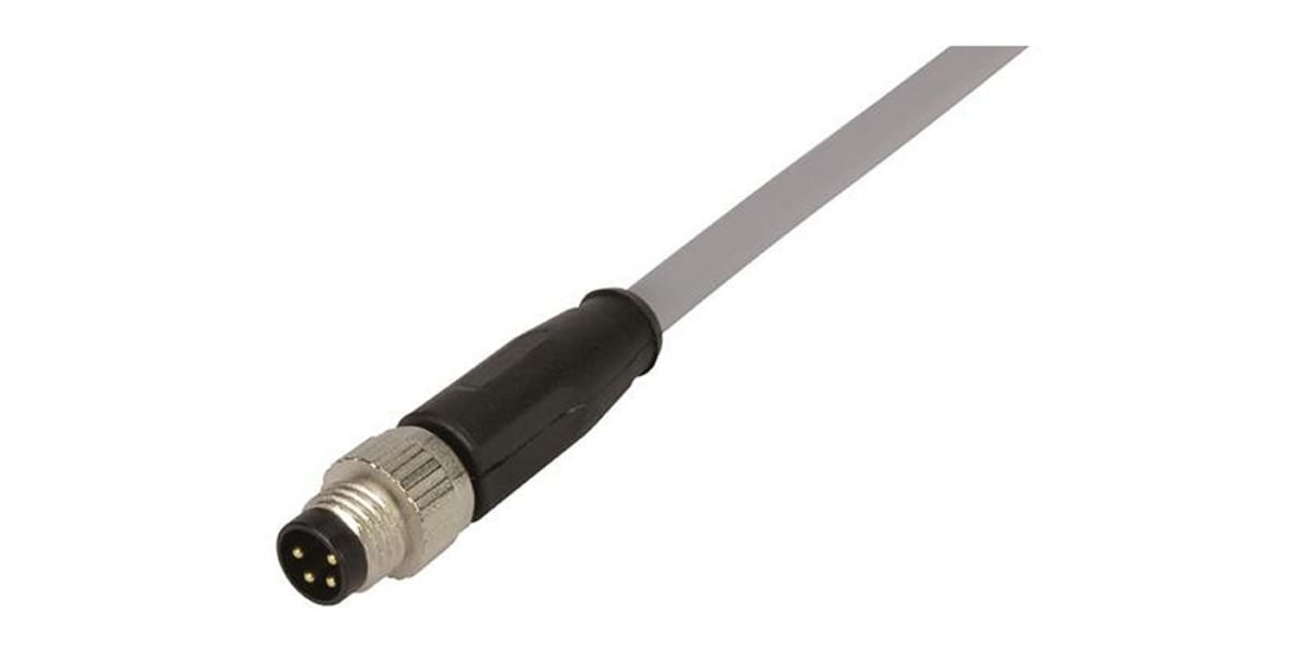 Product image for M8 CABLE ASSEMBLY 4-POLES ST/- M/- 5,0M