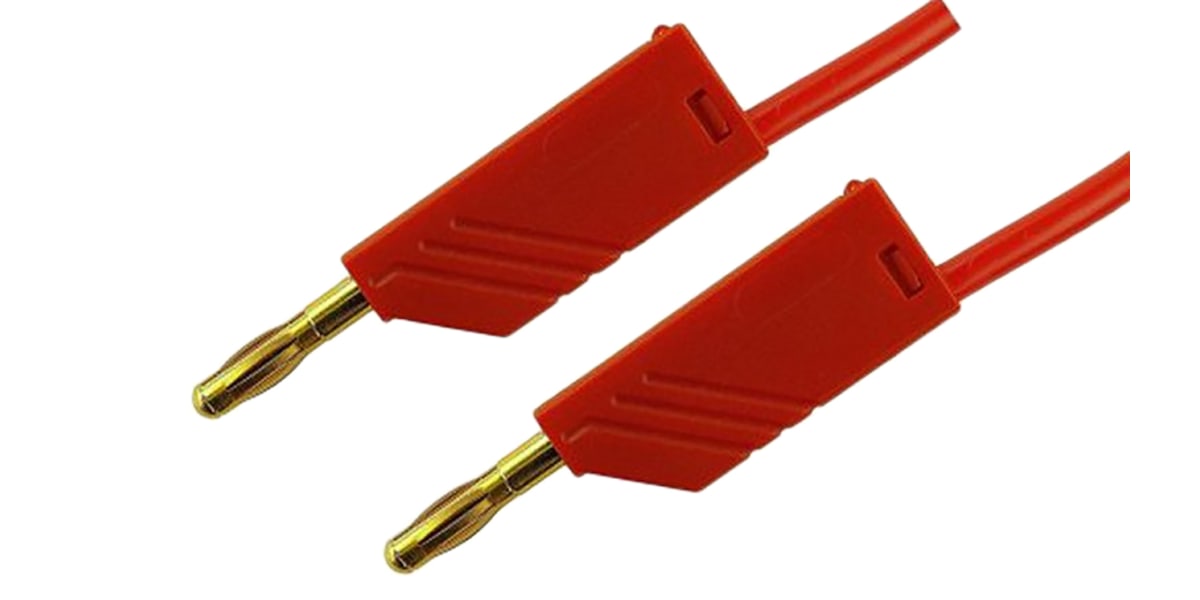 Product image for 4mm stackable plug 50cm test lead, red