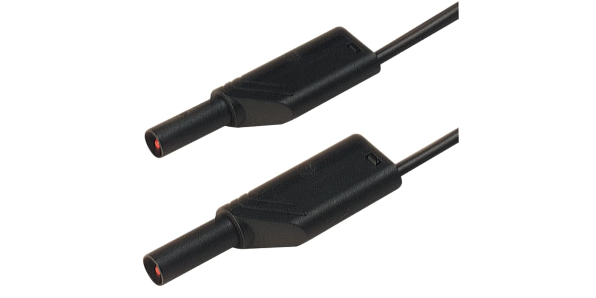 Product image for 4mm stackable plug 25cm test lead, black