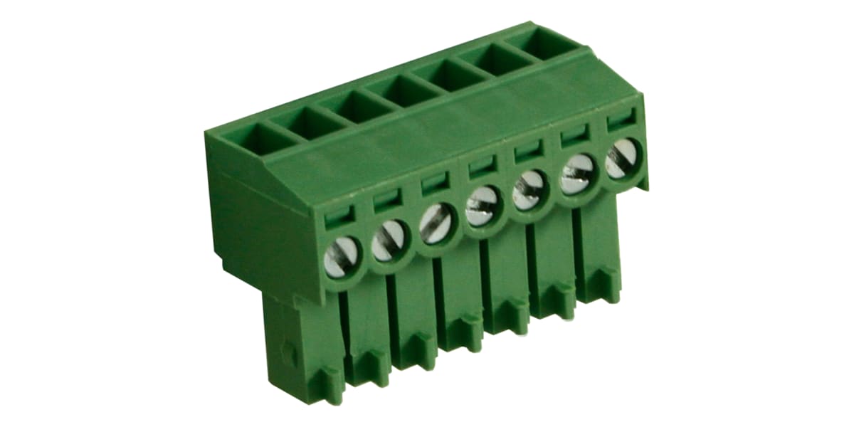 Product image for 3.5mm PCB terminal block, R/A plug, 7P