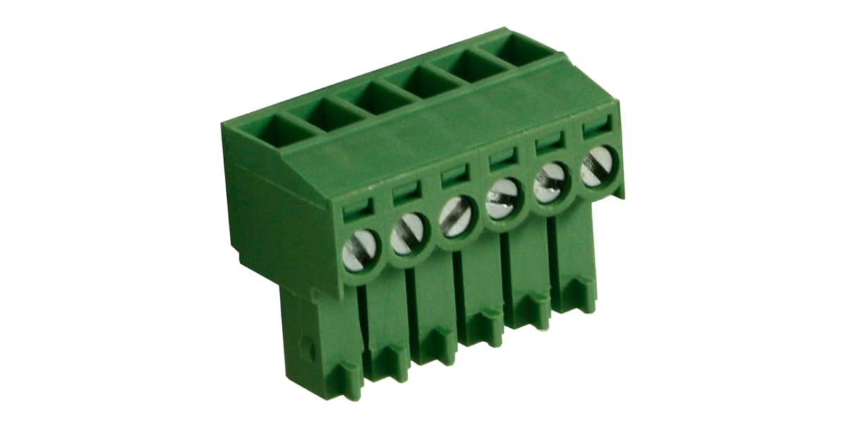 Product image for 3.5mm PCB terminal block, R/A plug, 6P