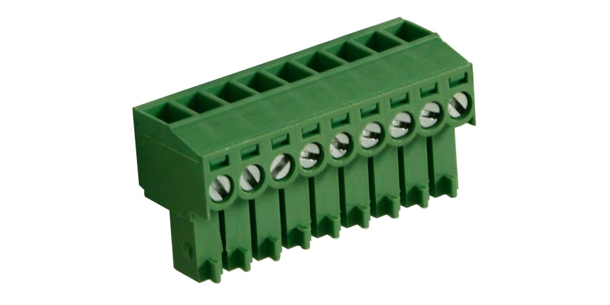 Product image for 3.5mm PCB terminal block, R/A plug, 9P