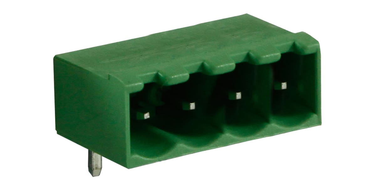 Product image for 5mm PCB terminal block, R/A header, 4P