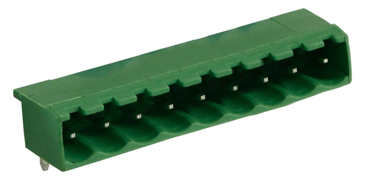 Product image for 5mm PCB terminal block, R/A header, 9P