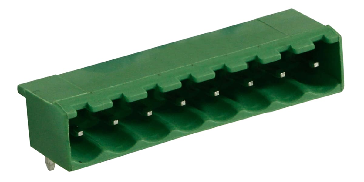 Product image for 5mm PCB terminal block, R/A header, 8P