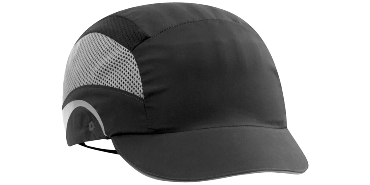 Product image for JSP Black Short Peaked Bump Cap, HDPE Protective Material