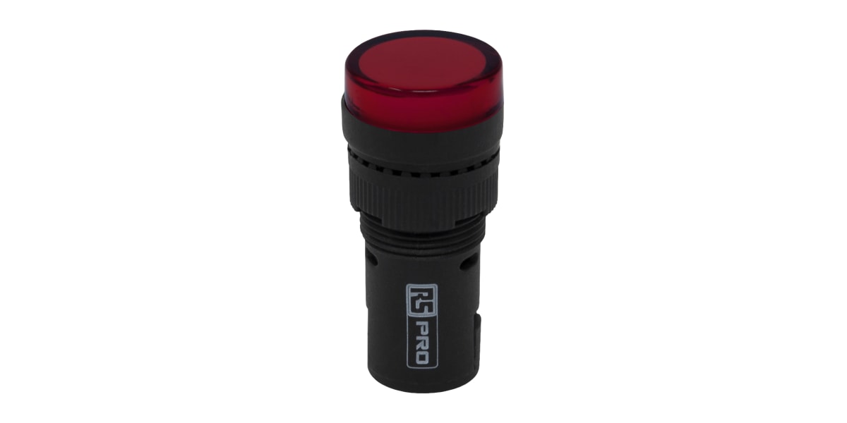 Product image for RS PRO, Panel Mount Red LED Pilot Light, 16mm Cutout, IP40, Round, 24 V ac/dc