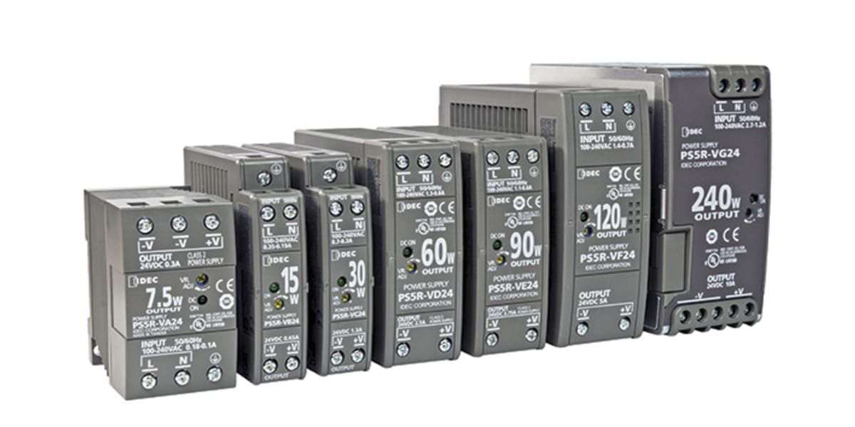 Product image for PSU, 24VDC, 120W, 5A, DIN RAIL MOUNT