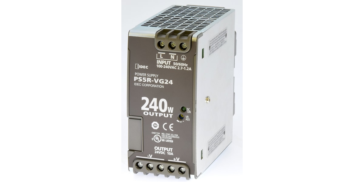 Product image for PSU, 24VDC, 240W, 10A, DIN RAIL MOUNT