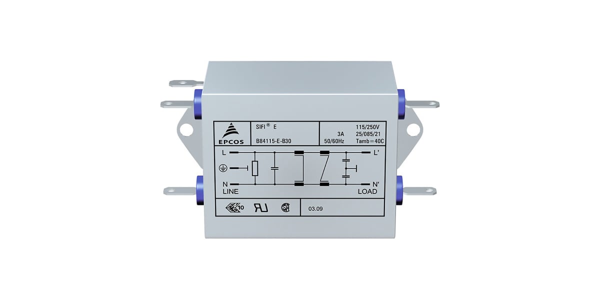 Product image for POWER LINE FILTER 3A 115/250V 2 LINE