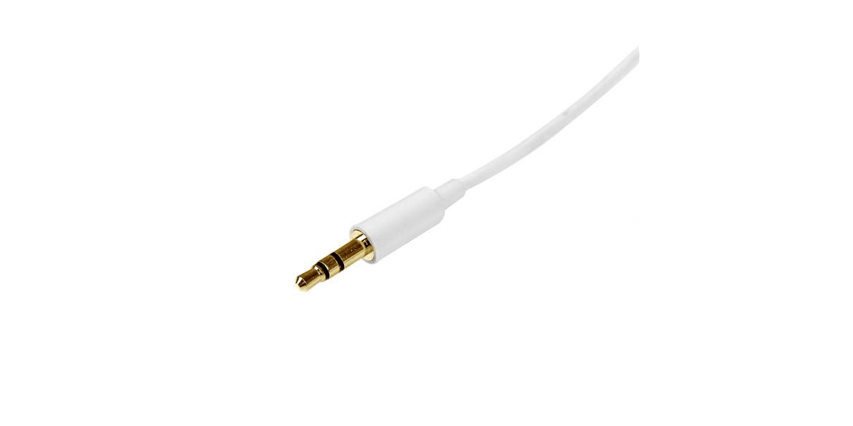 Product image for 1 m White Slim 3.5mm Stereo Audio Cable