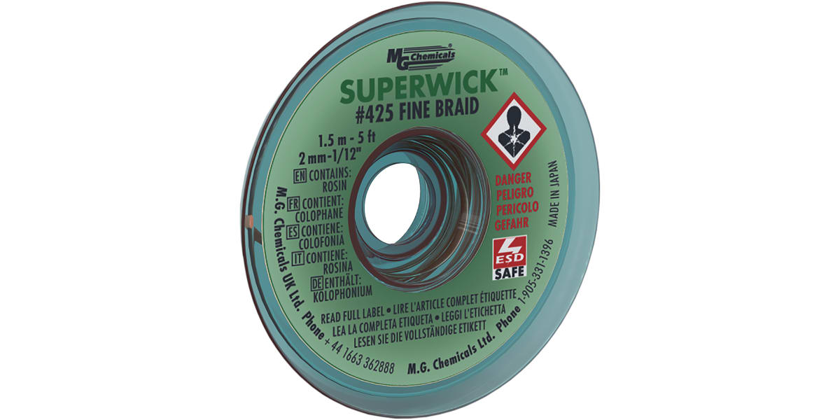 Product image for SUPERWICK DESOLDERING BRAID 425 1.5M 1.9