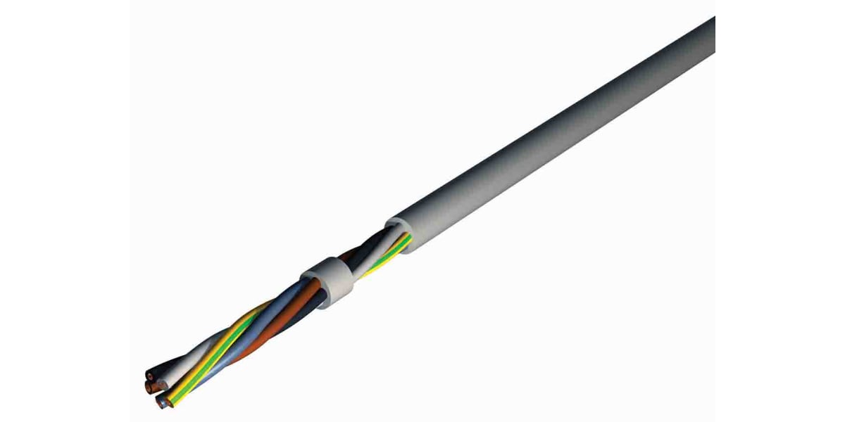 Product image for 3 Core 1.5 mm² Flexible Cable, Grey PVC Sheath 50m, 10 A 300/500 V, EN 50525-2-11 0