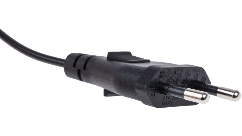 Câble d'alimentation Euro M - C7 Euro Mâle - IEC-320-C7 1 m Noir Bîpolaire  en 8.