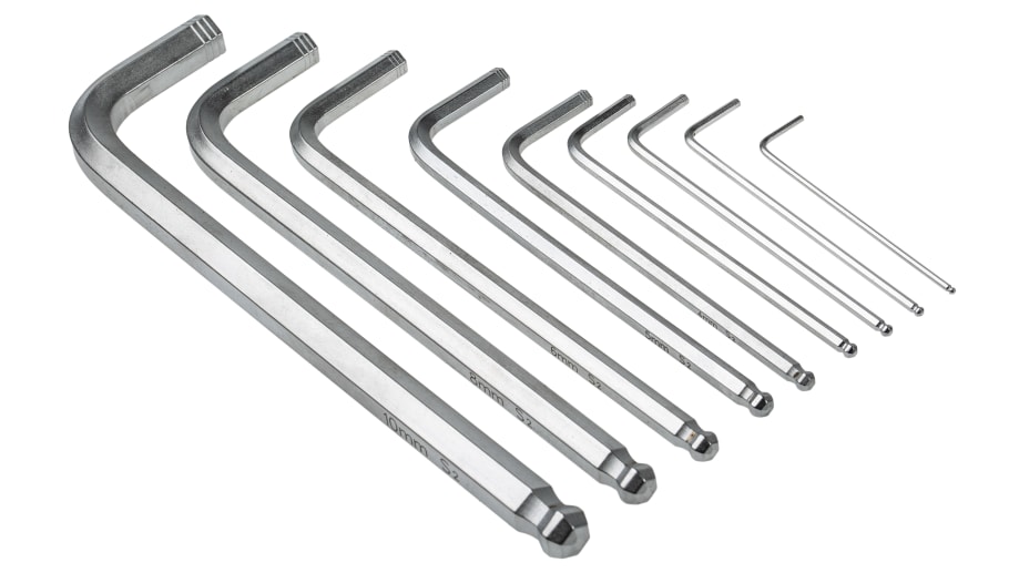 RS PRO metrisch Innensechskant-Schlüssel, Satz 9-teilig 1.5mm L 