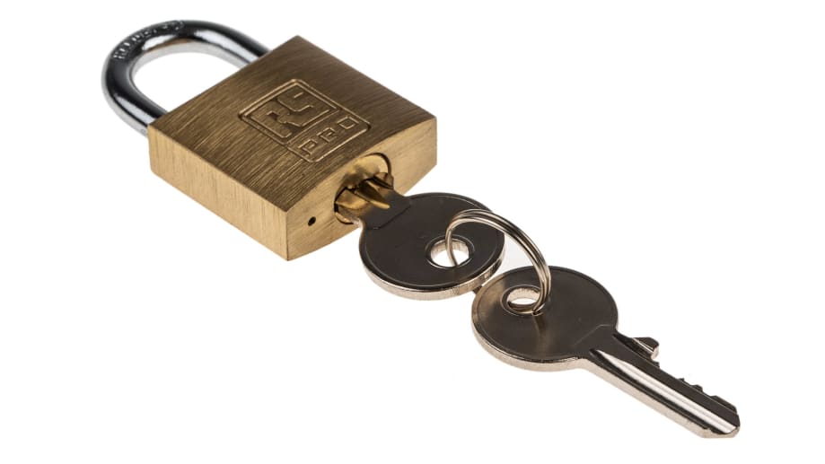 RS PRO Combination Weatherproof Brass Combination Padlock, 7mm Shackle,  53mm Body