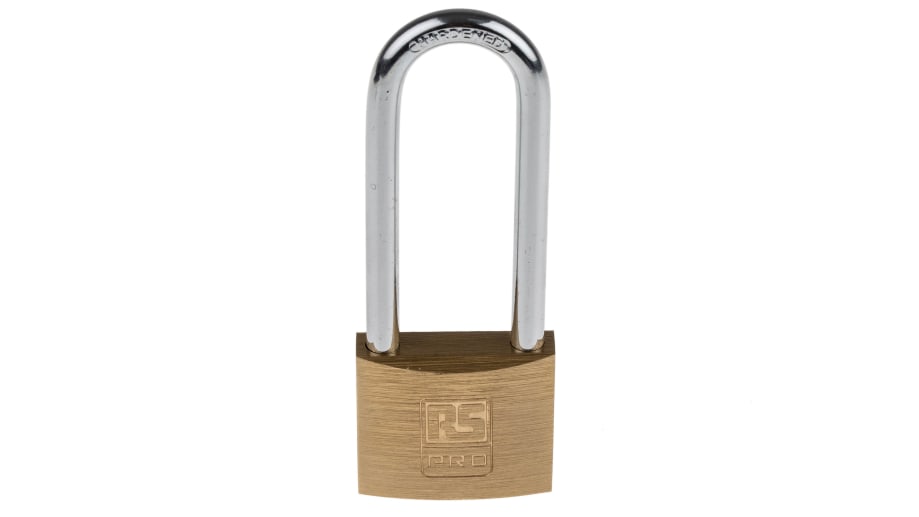 Brass Padlock 40mm Long Shackle 3 Keys - Hunt Office Ireland