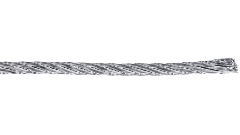 ワイヤロープ RS PRO 亜鉛メッキメタル 直径3 mm