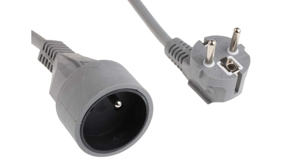 RS PRO Type E - French Extension Lead, 250 V