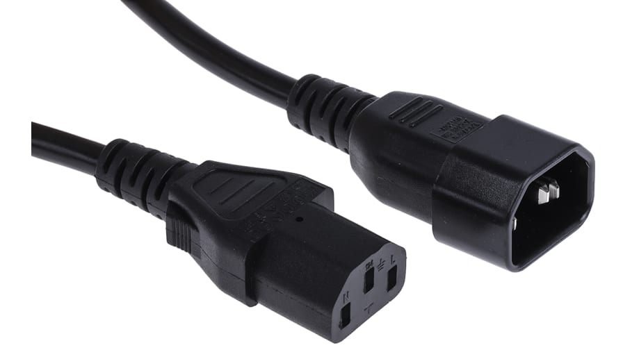 Cable de alimentación RS PRO Negro de 2m, con. A IEC C13