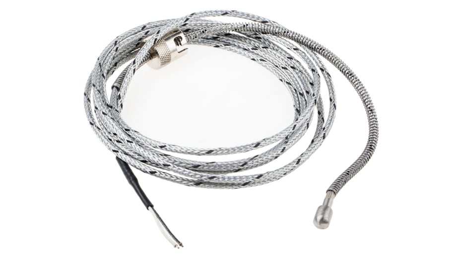 Termopar tipo J RS PRO, Ø sonda 8mm x máx +400°C, cable de 2.5m, conexión Cable | RS