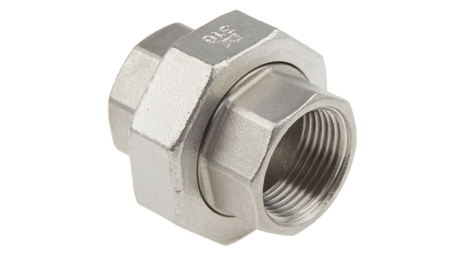 RS PRO Stainless Steel Pipe Fitting, Straight Octagon Union, Female G 3/4in  x Female G 3/4in