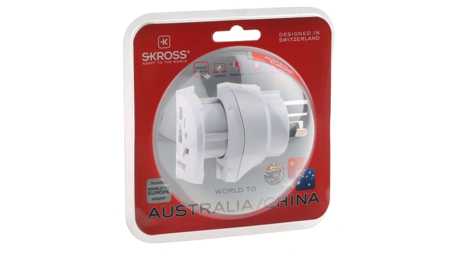 Adaptador universal RS PRO, 10A, de Europa, Italia, Suiza, Reino Unido, EE.  UU., a Australia, China, Europa