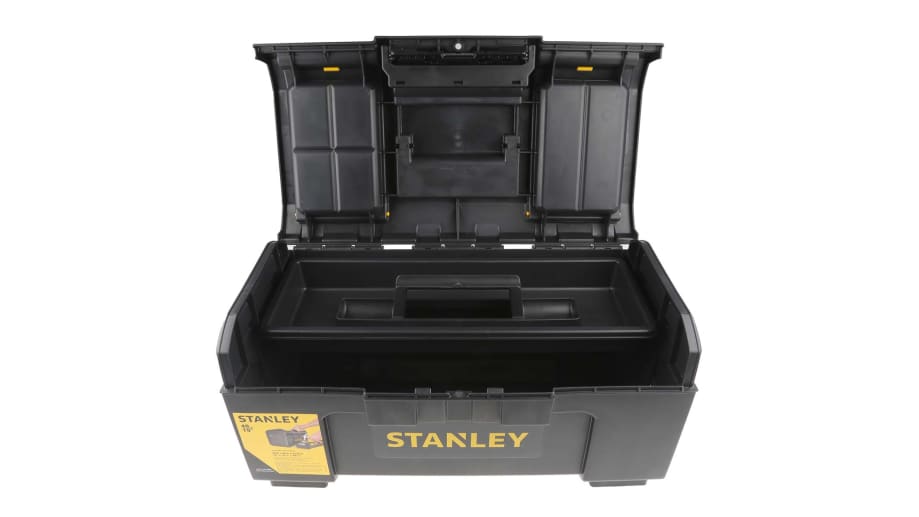 Caja de herramientas Stanley, Negro, amarillo, Plástico, Caja de  Herramientas, 2 cajones, 600 x 255 x 600mm
