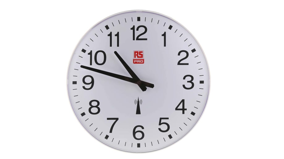 RS PRO Wand Analog, Uhr, Ø 320mm, Splitterfrei, Weiß