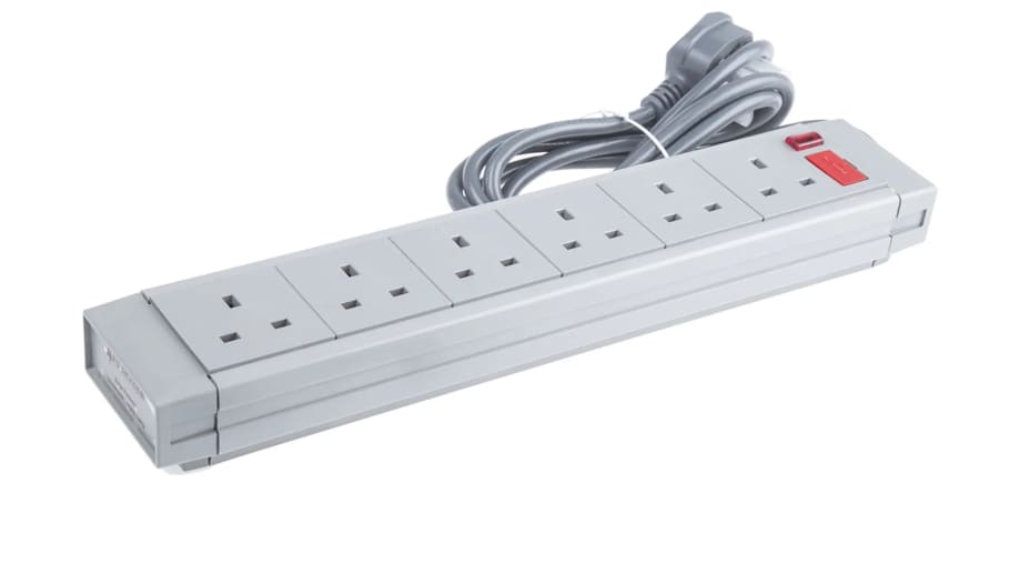 RS PRO 2m 6 Socket Type G - British Extension Lead, 230 V ac