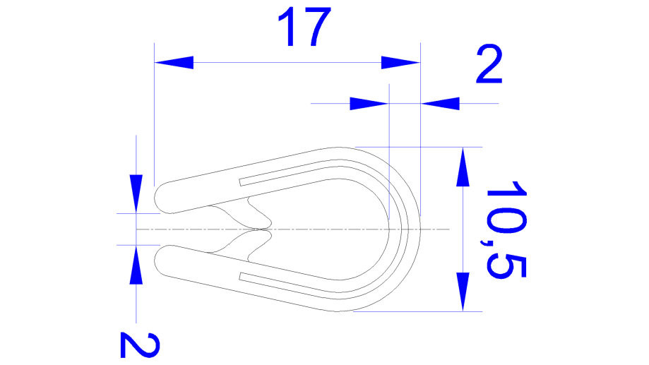RS PRO Kantenschutz, Typ , PVC, Schwarz, B. 10.5mm, H. 16,8 mm, L. 20m