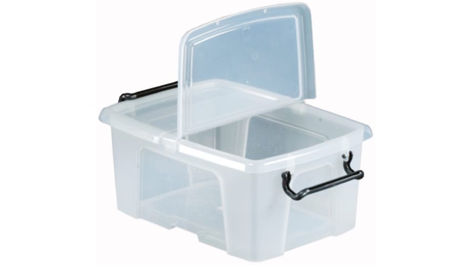 RS PRO 12L Transparent Polymer Small Storage Box, 170mm x 295mm x