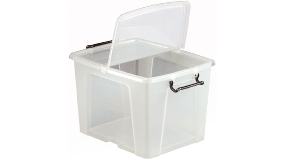 RS PRO 40L Transparent Polymer Large Storage Box, 320mm x 395mm x 500mm