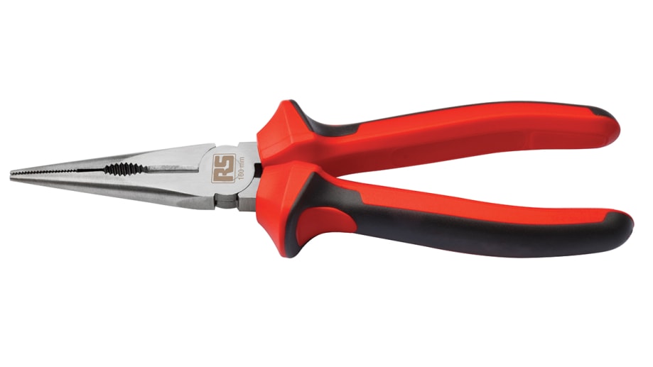 RS PRO Long Nose Pliers, 200 mm Overall, Straight Tip